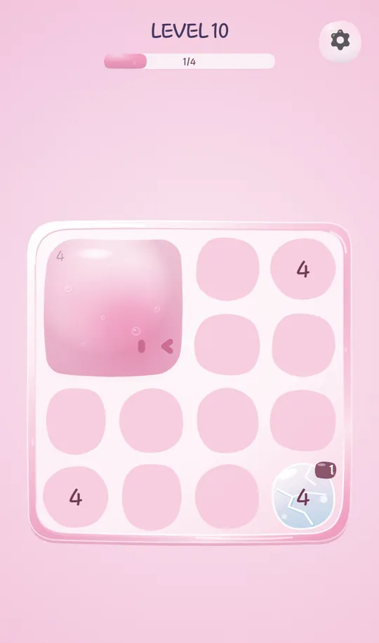 冰冻机关——LEVEL 10，右下角的 4 被冻在冰里，雪花数字是 1